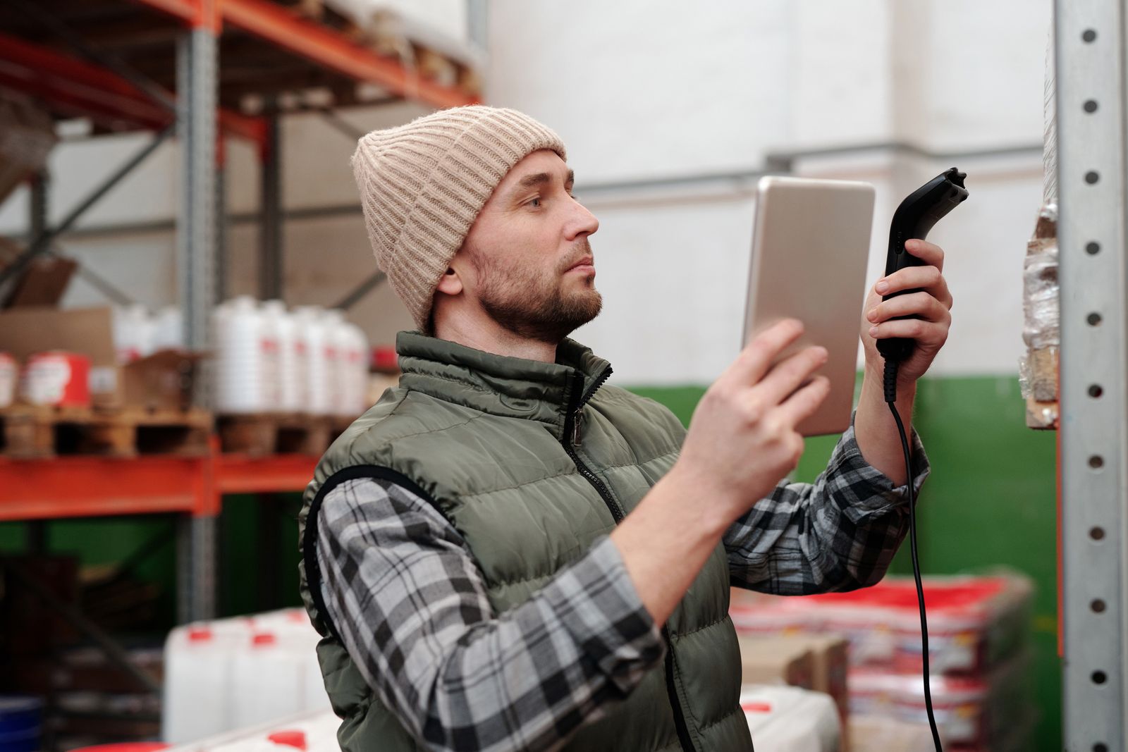 Dispatch coordinator scanning inventory